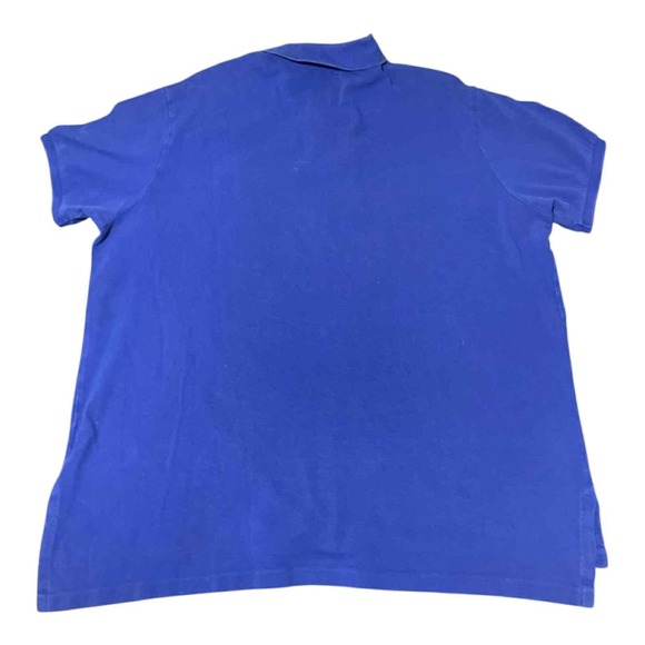 Ralph Lauren Polo Shirt Mens 2XL Blue Big Pony Custom Fit Orange 3 Patch Pique - Picture 2 of 8